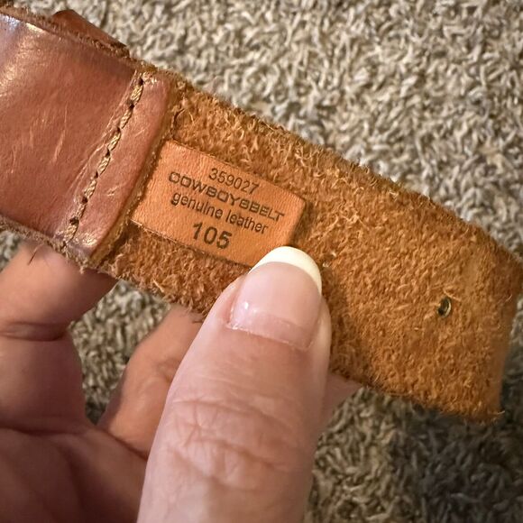 Cowboy 8 Belt Brown Leather Studded Rhinestones 1.25”x49” Western Cowgirl Rodeo - Picture 2 of 12